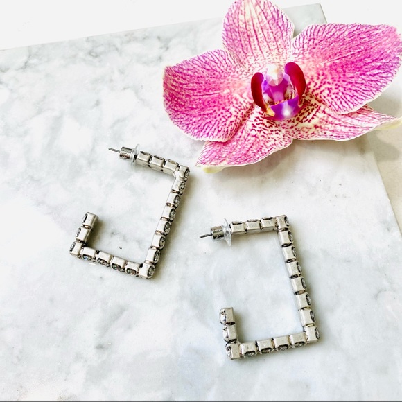 DANNIJO Archer Silverplated & Swarovski Crystal Hoop Earrings NWT - Picture 10 of 17